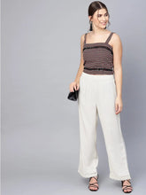 Off-white Grey Cotton Solid Cigarette Pants